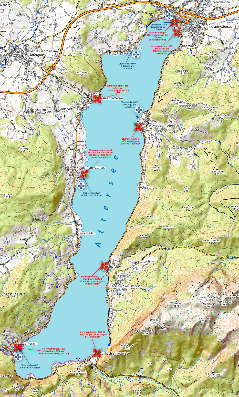 Sturmwarnung Karte Attersee